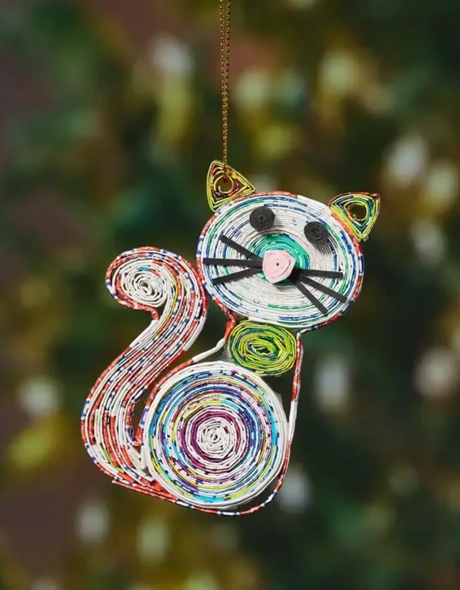 Serrv Quilled Cat Christmas Ornament