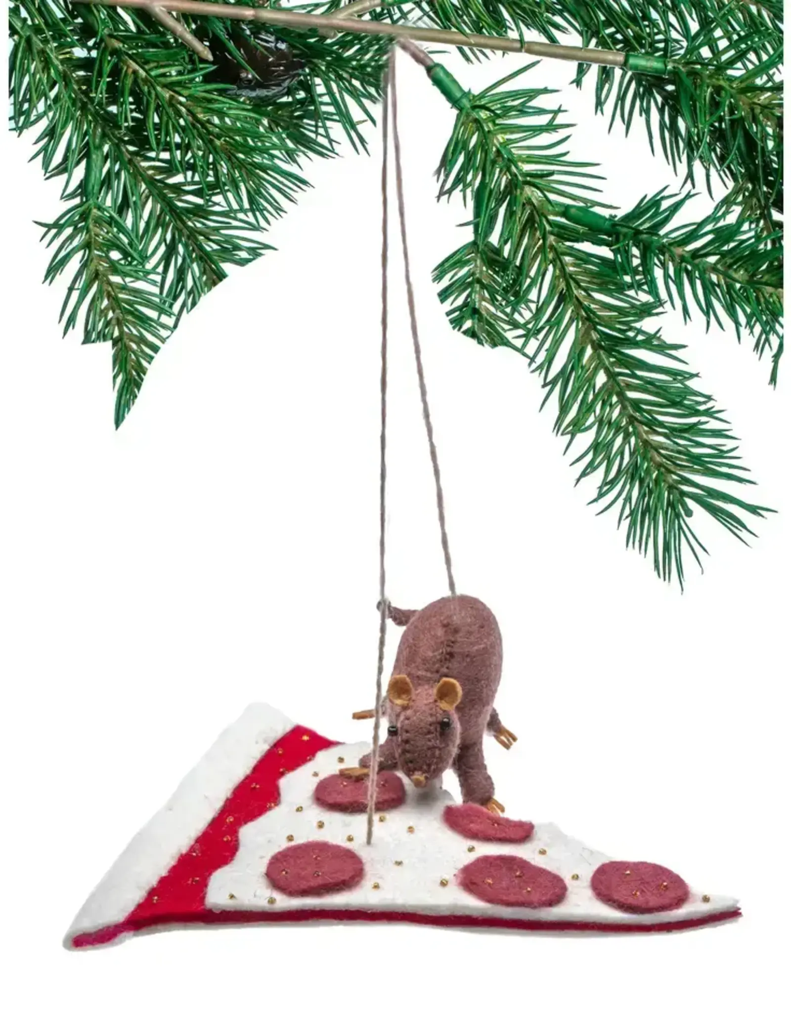 Silk Road Bazaar Baby Rat and Pizza Ornament