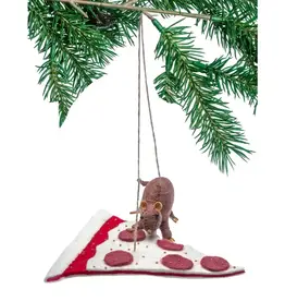 Silk Road Bazaar Baby Rat and Pizza Ornament