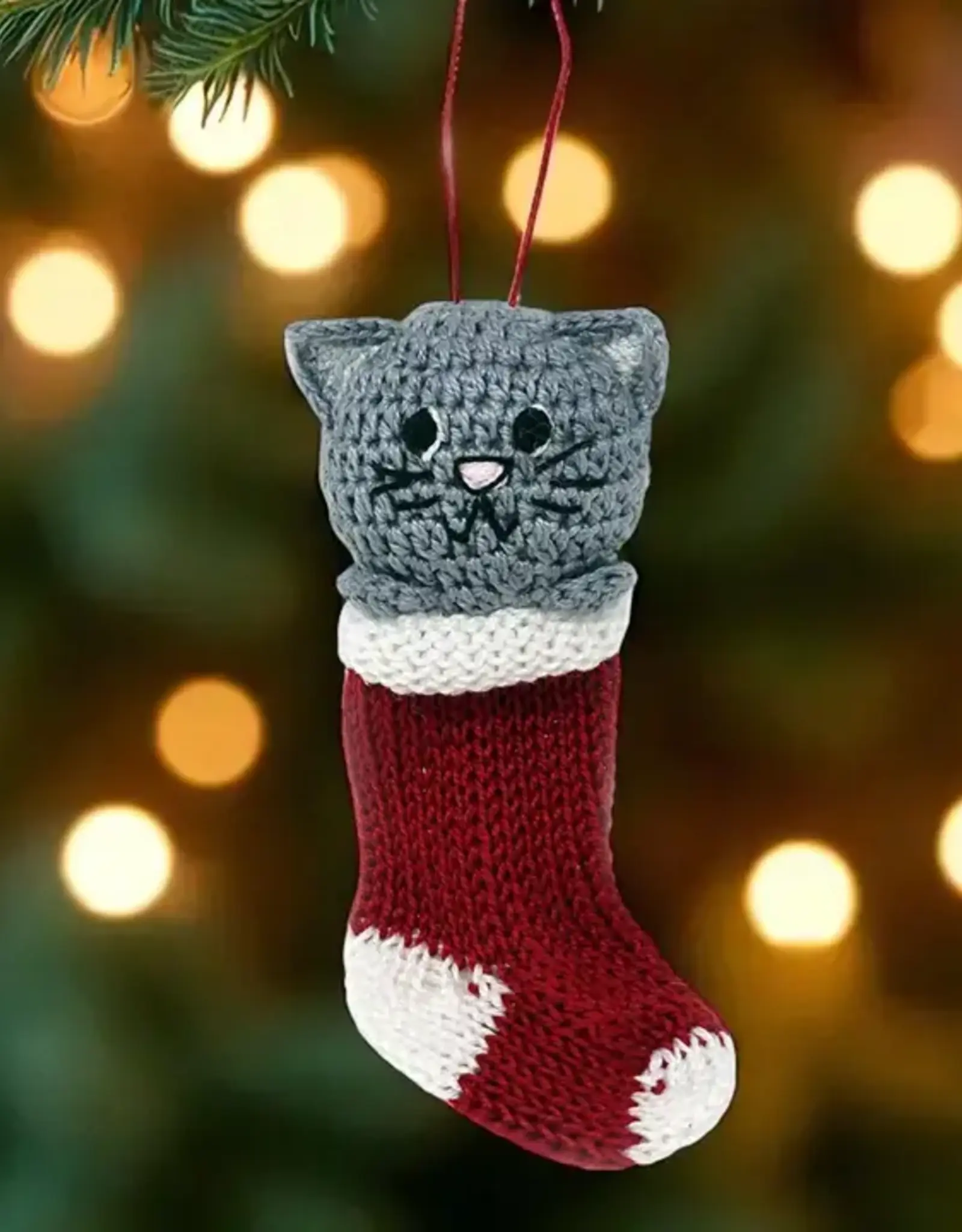 Melange Collection Crochet Kitten in Stocking Ornament