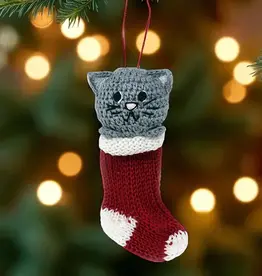Melange Collection Crochet Kitten in Stocking Ornament