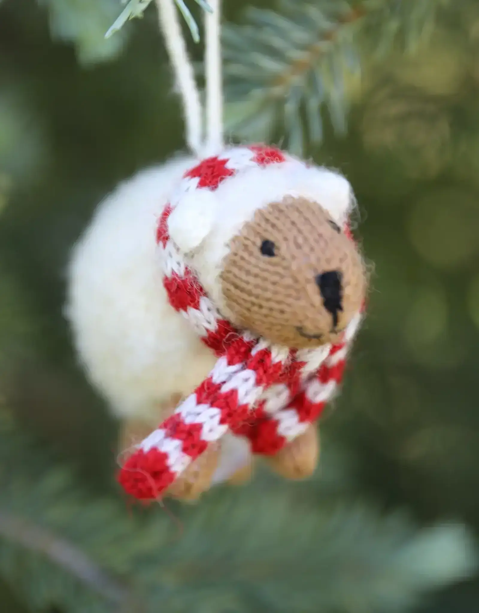Melange Collection Cozy Sheep with Striped Scarf Ornament