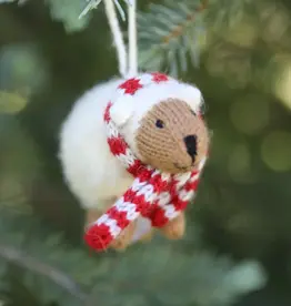 Melange Collection Cozy Sheep with Striped Scarf Ornament