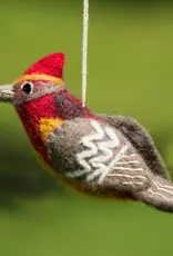 dZi Handmade Vermillion Flycatcher Woolie Bird Ornament