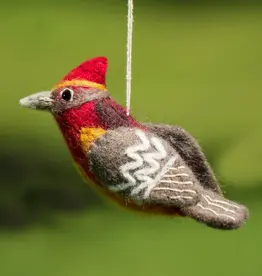 dZi Handmade Vermillion Flycatcher Woolie Bird Ornament