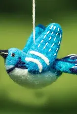 dZi Handmade Cerulean Warbler Woolie Bird Ornament