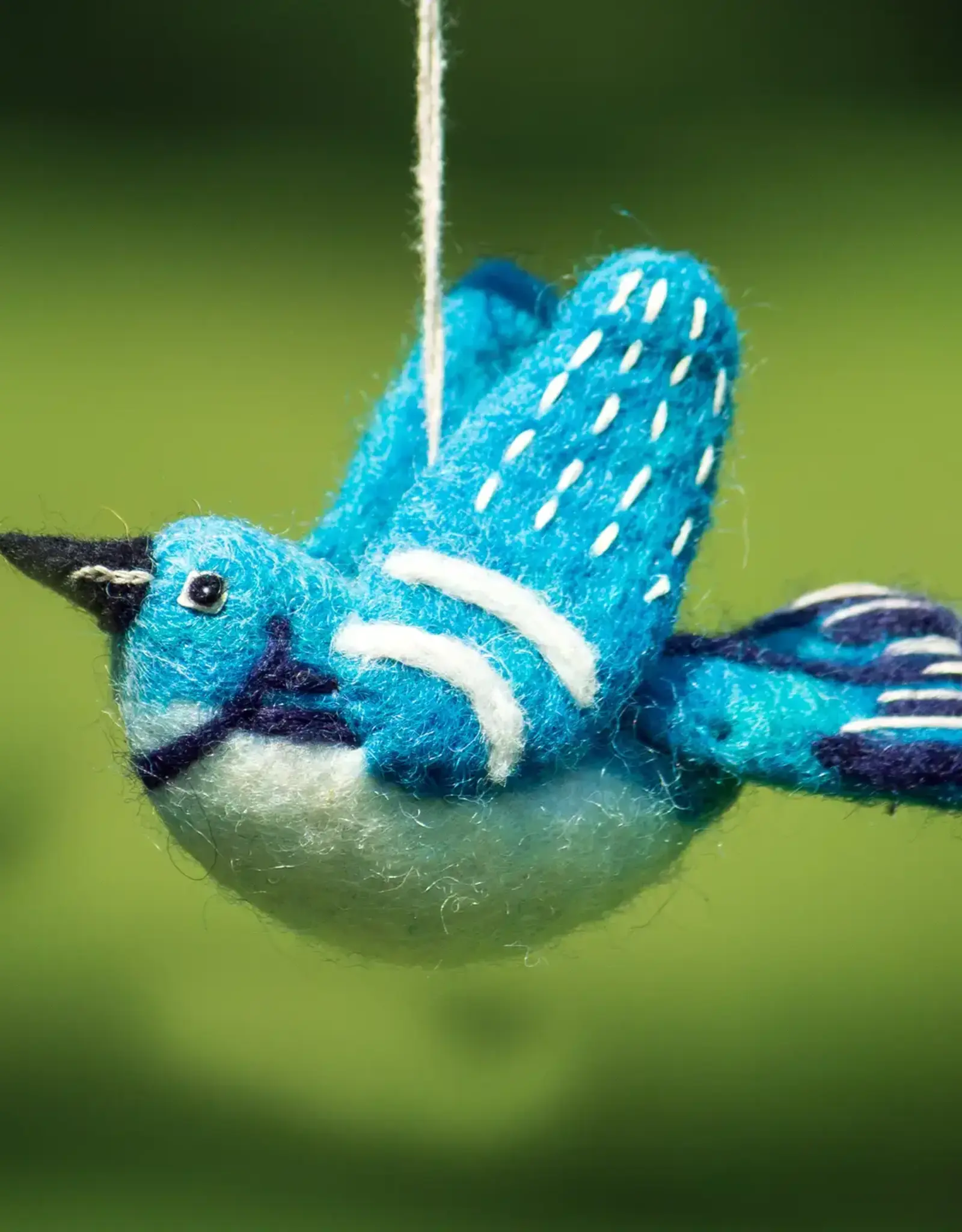 dZi Handmade Cerulean Warbler Woolie Bird Ornament