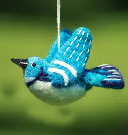 dZi Handmade Cerulean Warbler Woolie Bird Ornament
