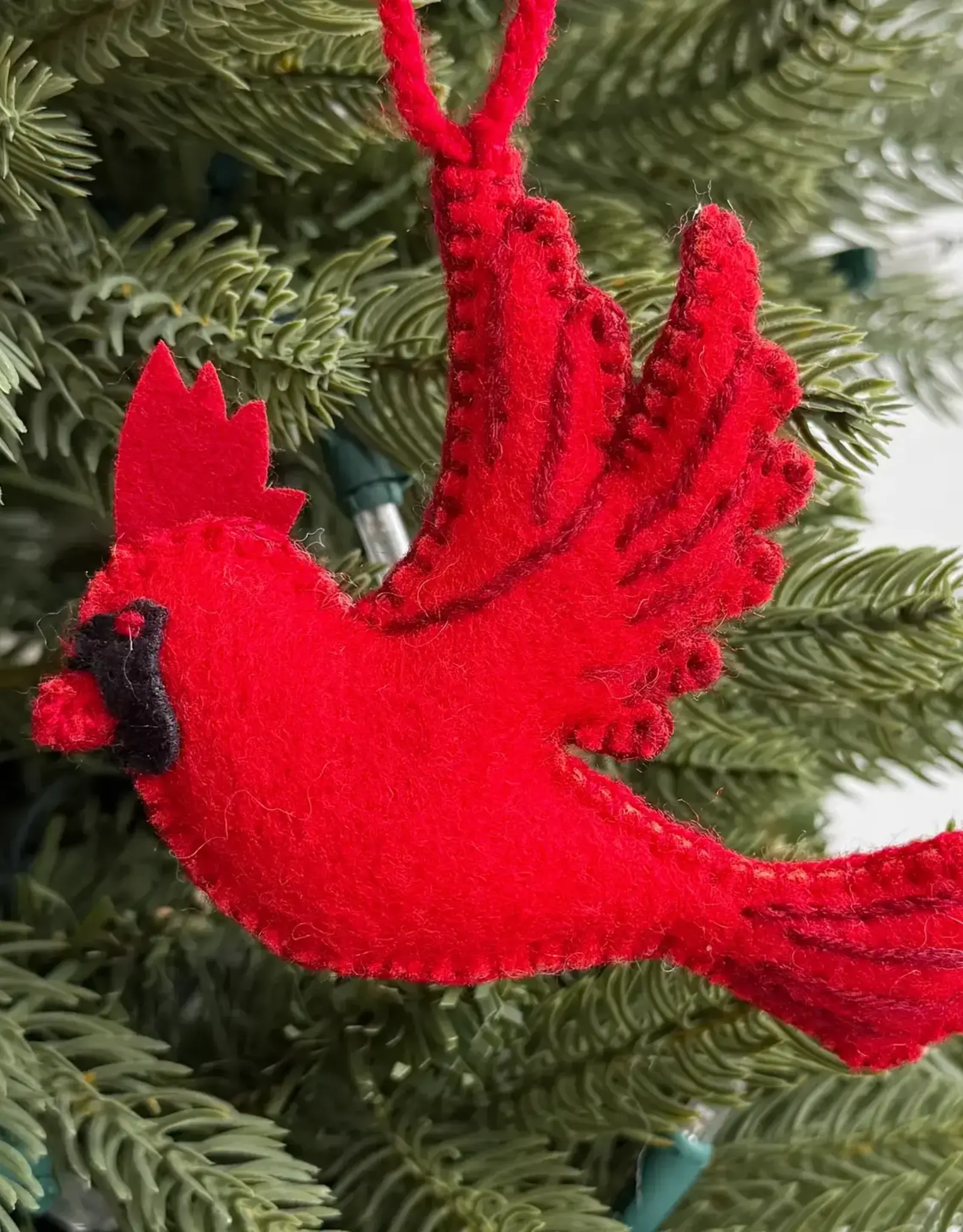 Ornaments 4 Orphans Cardinal Embroidered Wool Ornament