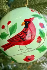 Ornaments 4 Orphans Cardinal Paper Mache Ball Ornament