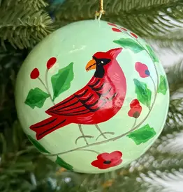 Ornaments 4 Orphans Cardinal Paper Mache Ball Ornament