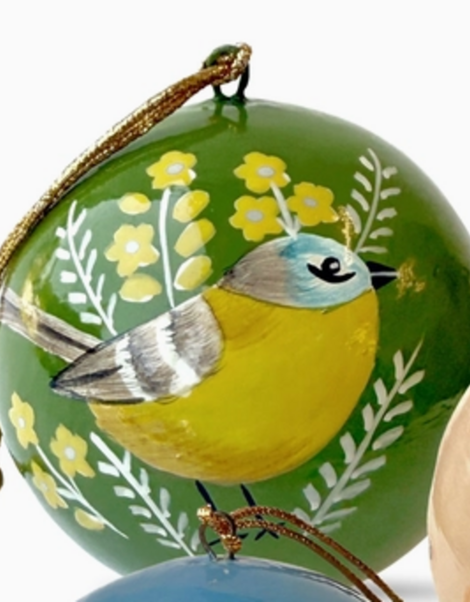 Ornaments 4 Orphans Warbler Paper Mache Ball Ornament