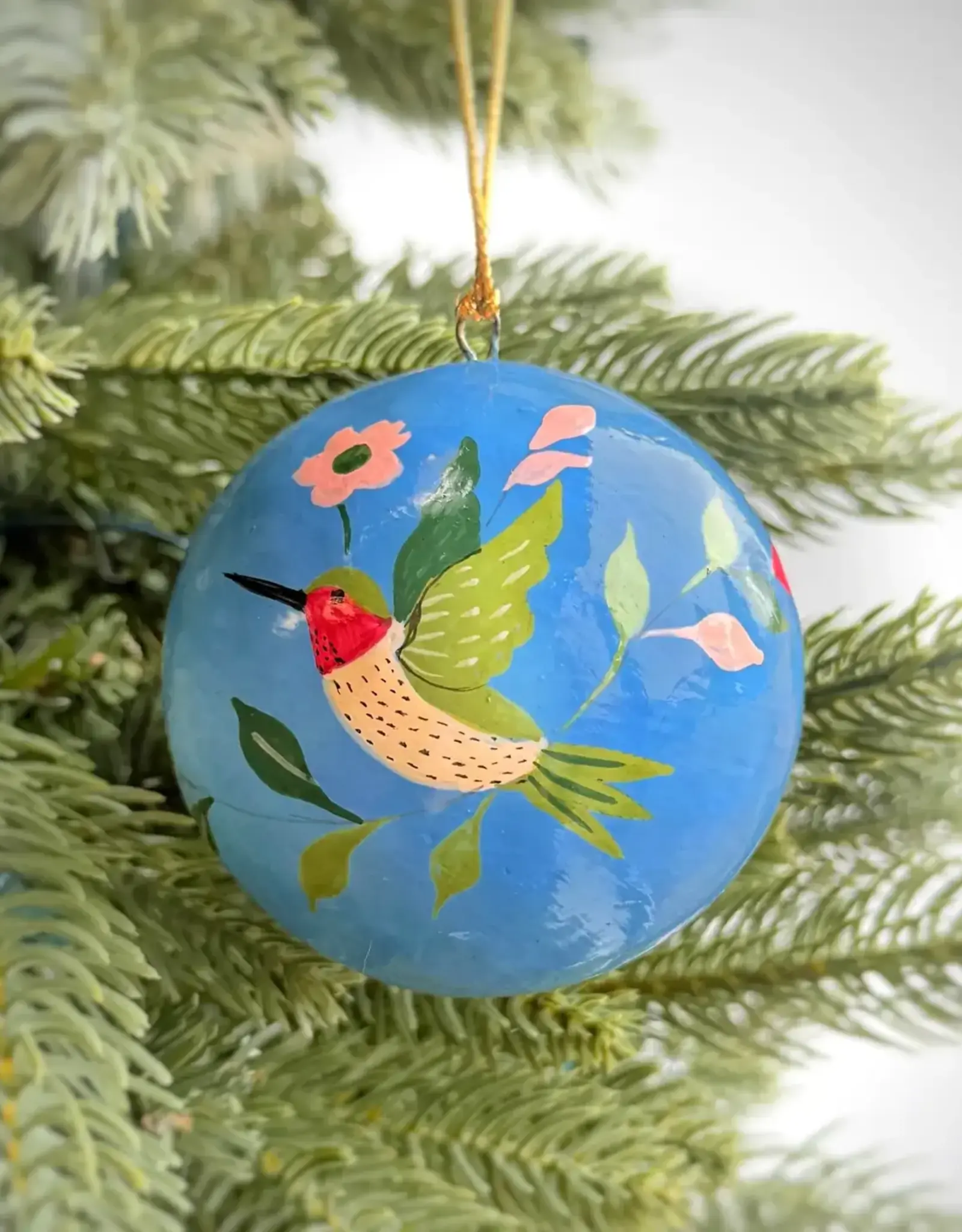 Ornaments 4 Orphans Hummingbird Paper Mache Ball Ornament