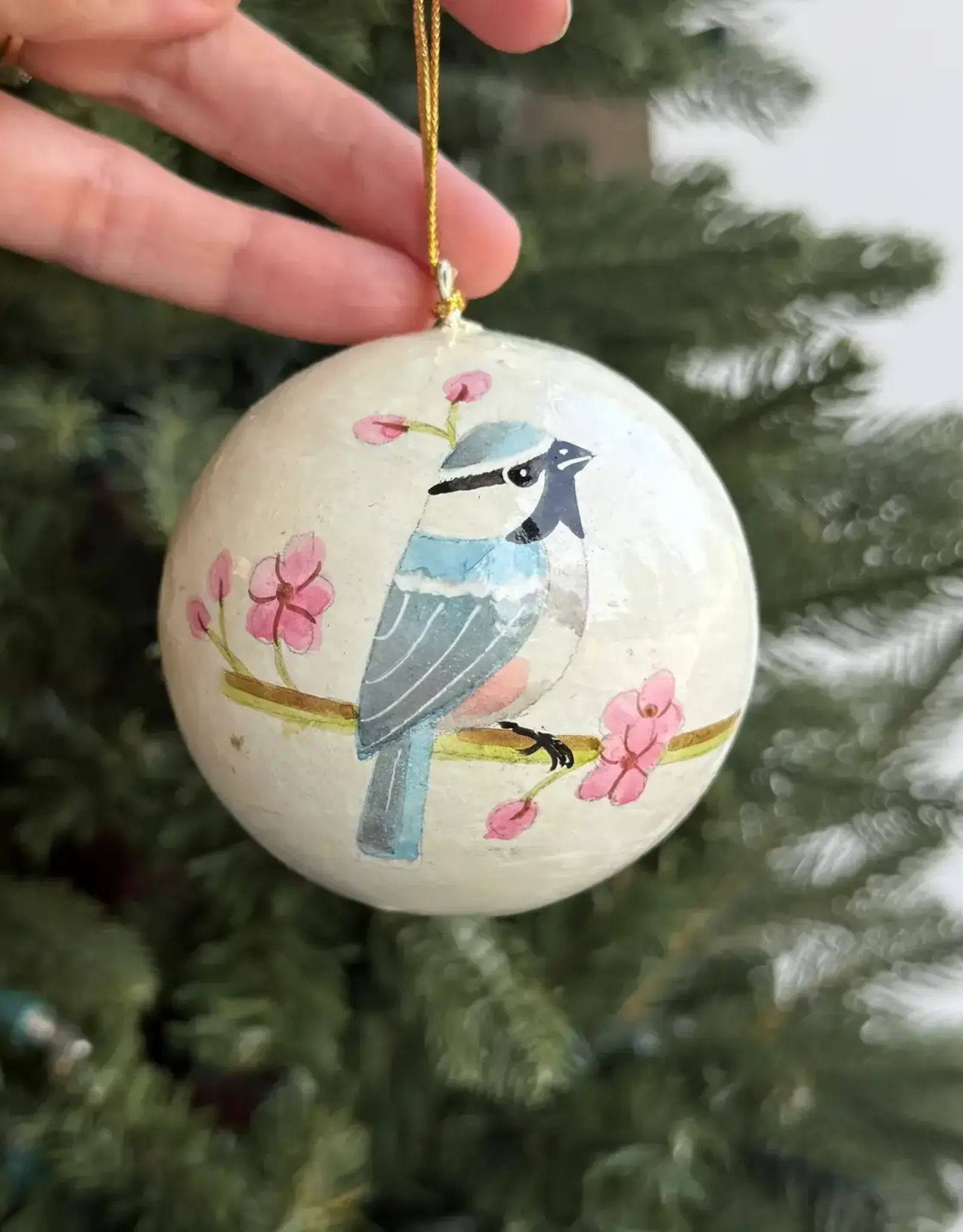 Ornaments 4 Orphans Chickadee Paper Mache Ball Ornament