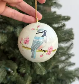 Ornaments 4 Orphans Chickadee Paper Mache Ball Ornament