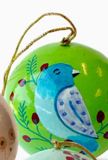 Ornaments 4 Orphans Blue Bird Paper Mache Ball Ornament