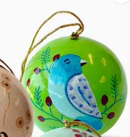 Ornaments 4 Orphans Blue Bird Paper Mache Ball Ornament