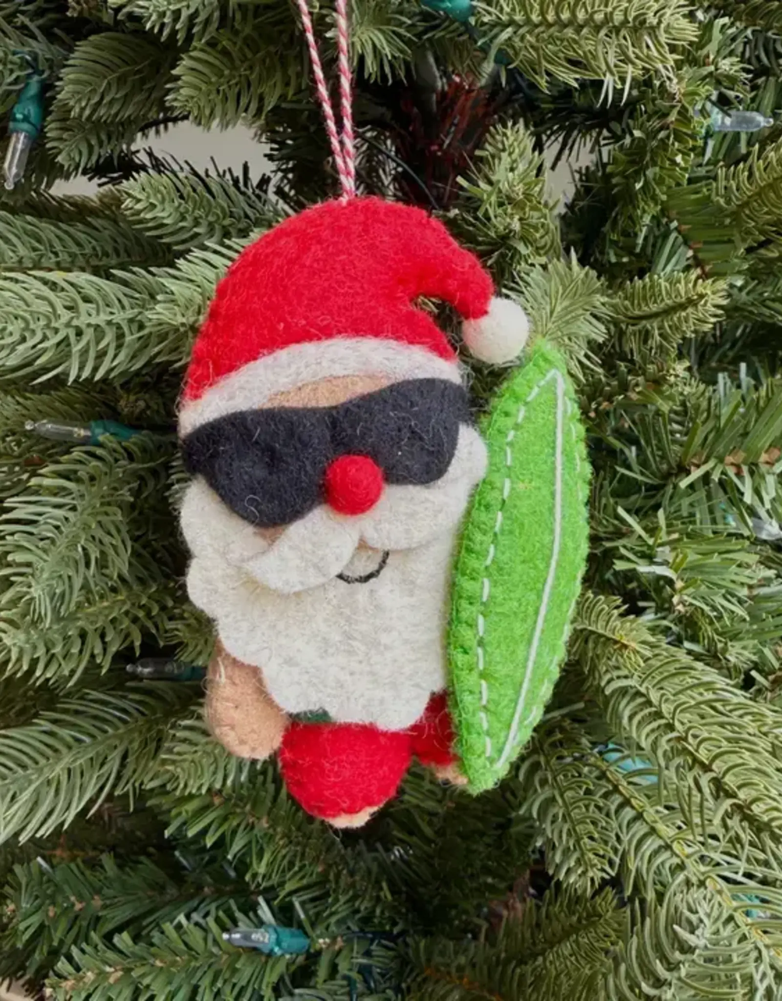 Ornaments 4 Orphans Santa with Surfboard Wool Ornament