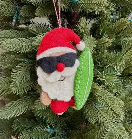 Ornaments 4 Orphans Santa with Surfboard Wool Ornament