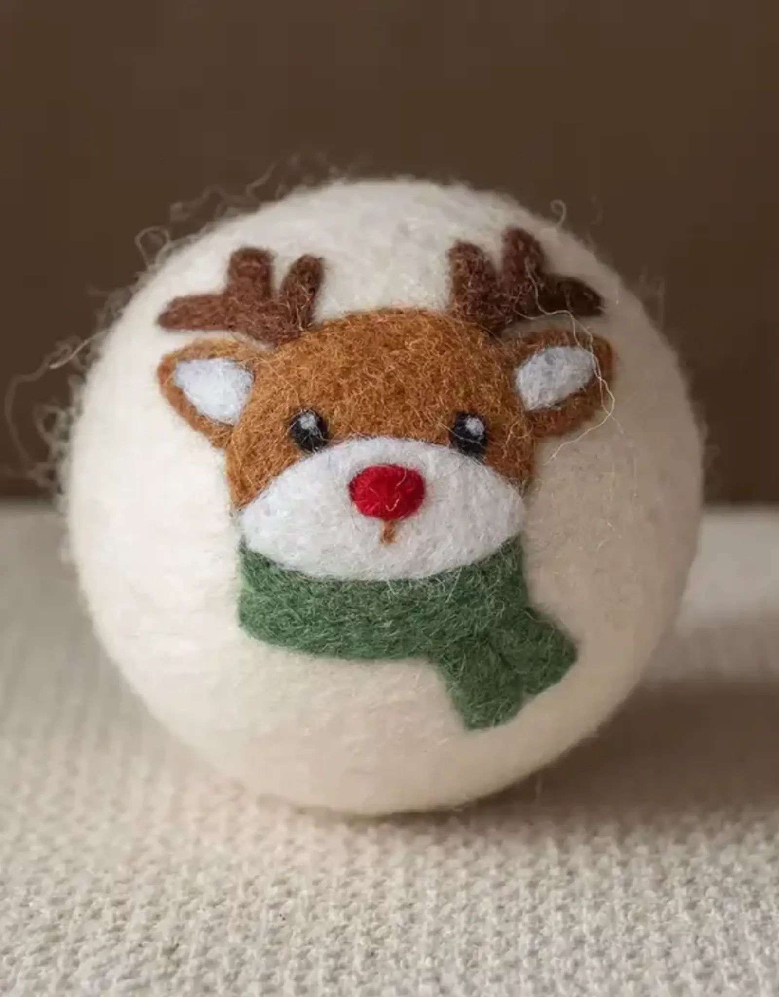 Ethical Global Red Nosed Reindeer Felt Dryer Ball
