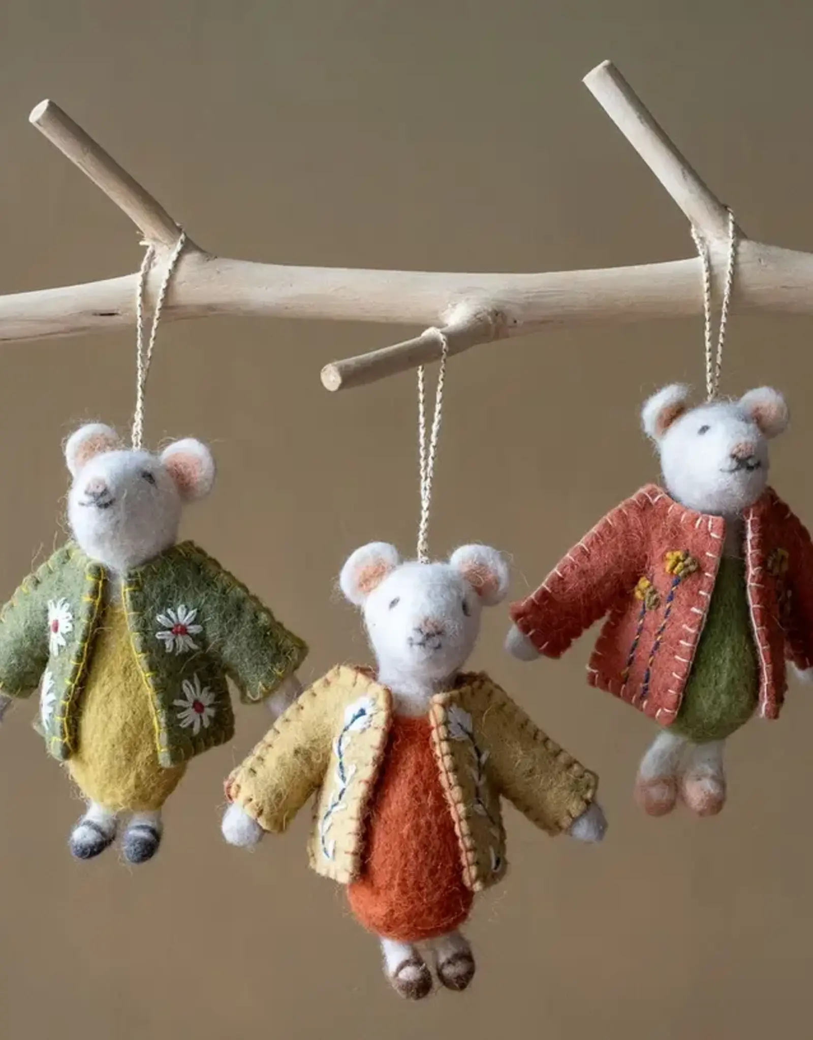 Ethical Global Natural Wool Mouse Ornament (Assorted)