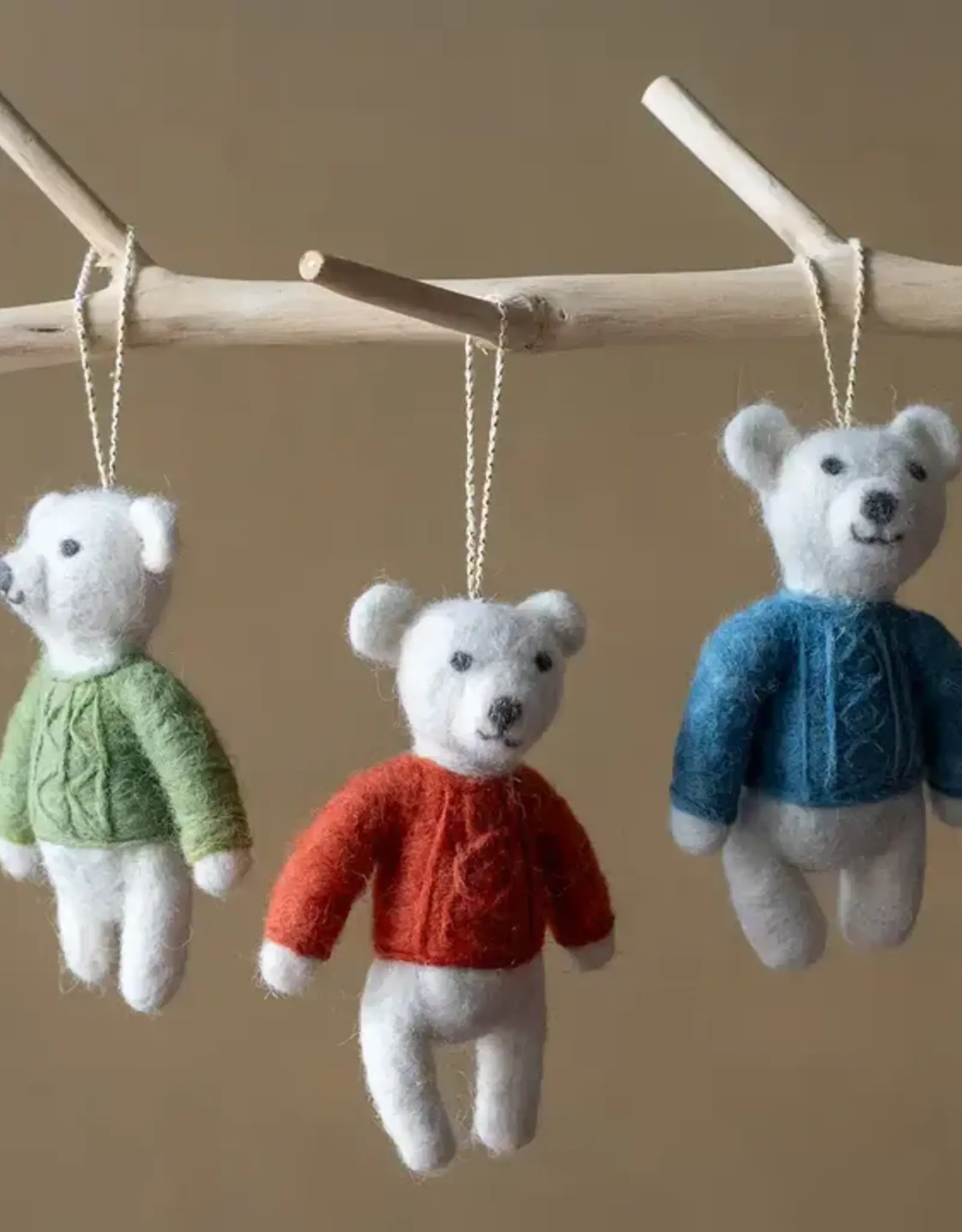 Ethical Global Natural Wool Bear Ornament (Assorted)