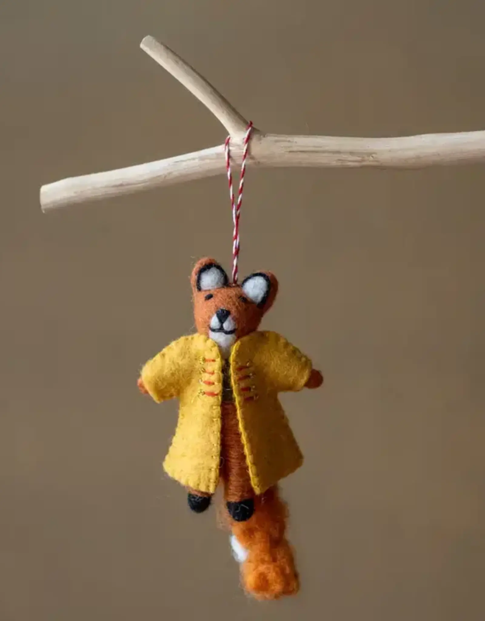 Ethical Global Natural Wool Fox in Jacket Ornament