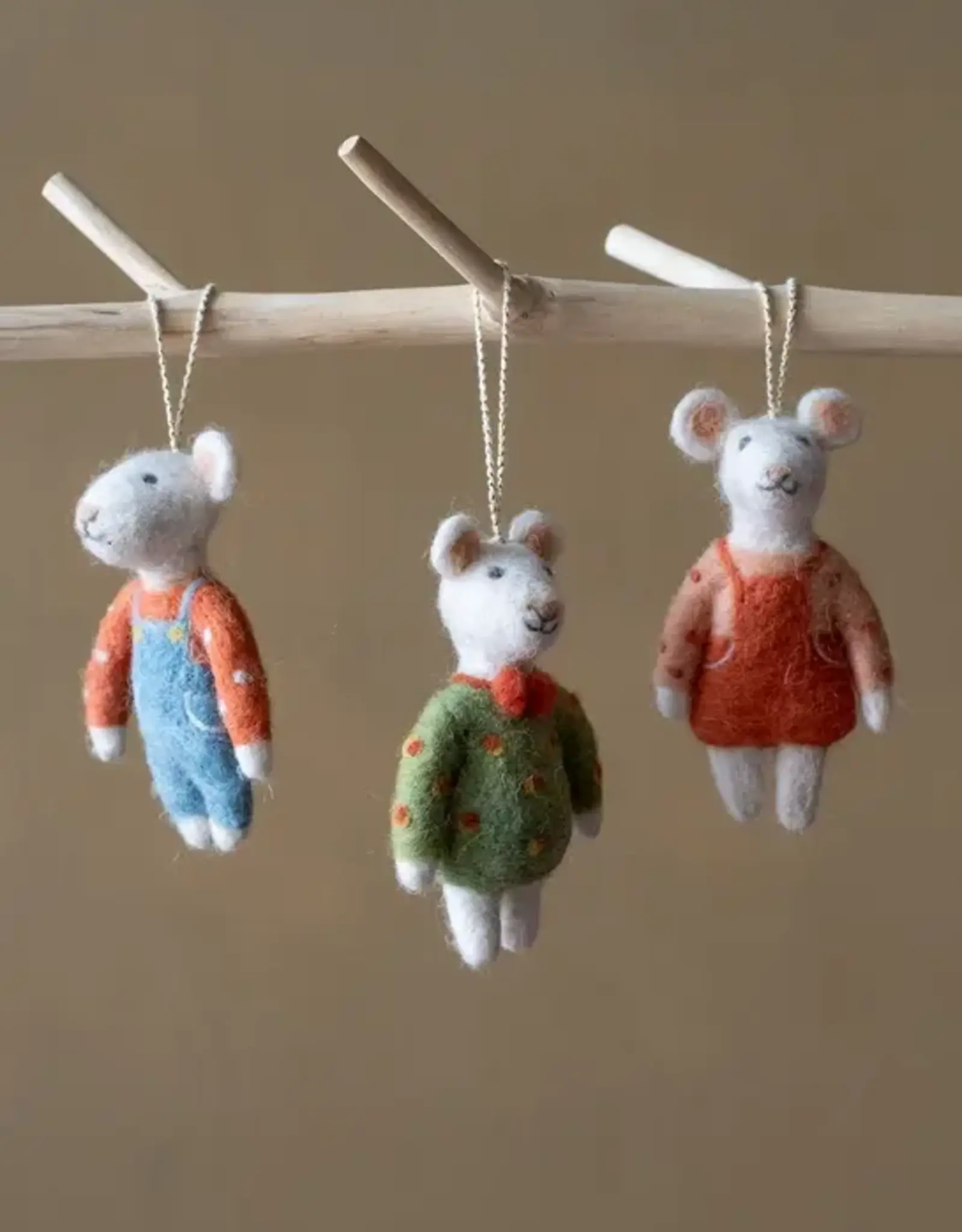Ethical Global Natural Wool Mouse Ornament (Assorted)