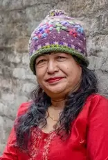 Ganesh Himal Wool Knit Flower Hat w/ Pom Pom