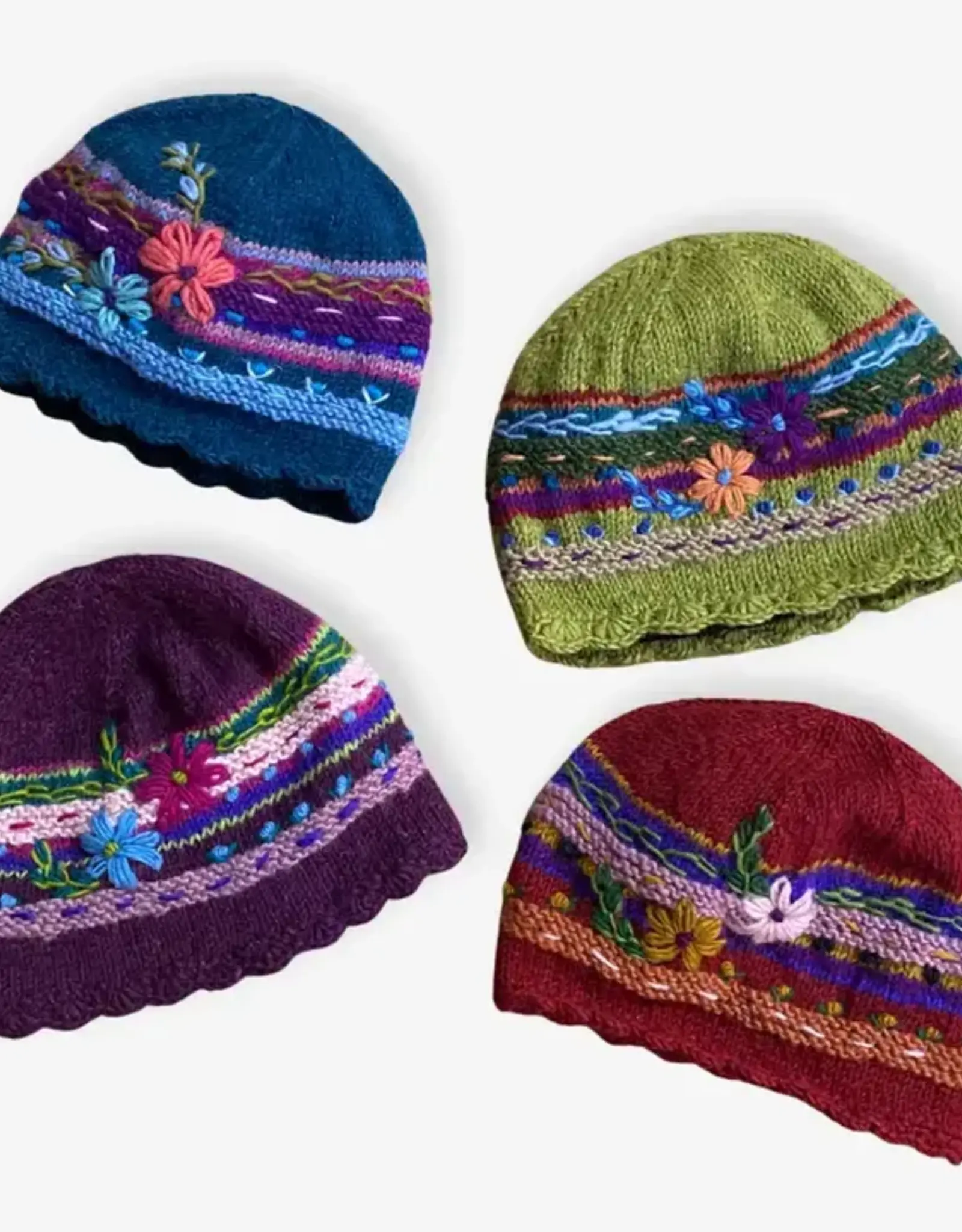 Ganesh Himal Wool Knit Flower Hat (assorted)
