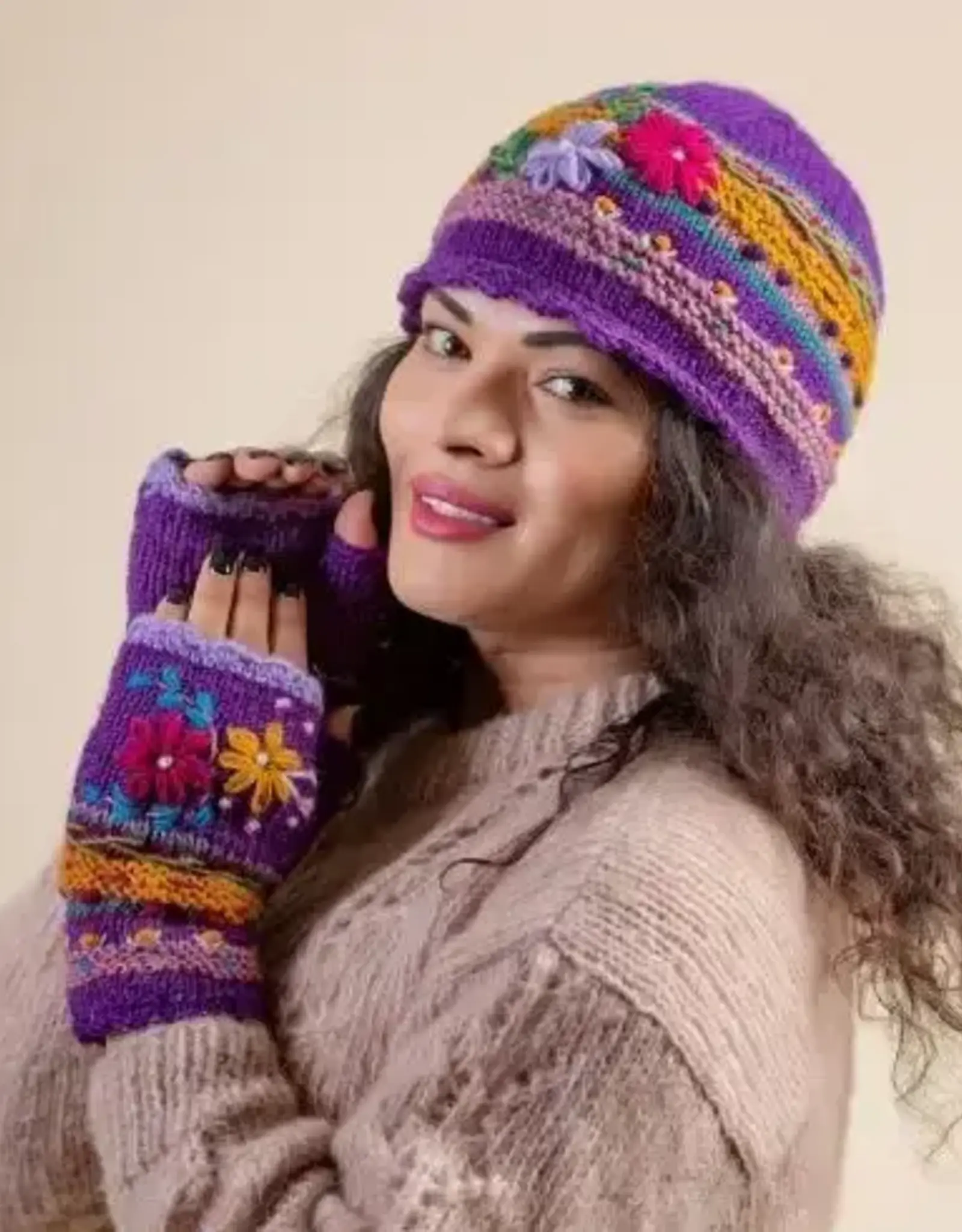 Ganesh Himal Wool Knit Flower Hat (assorted)