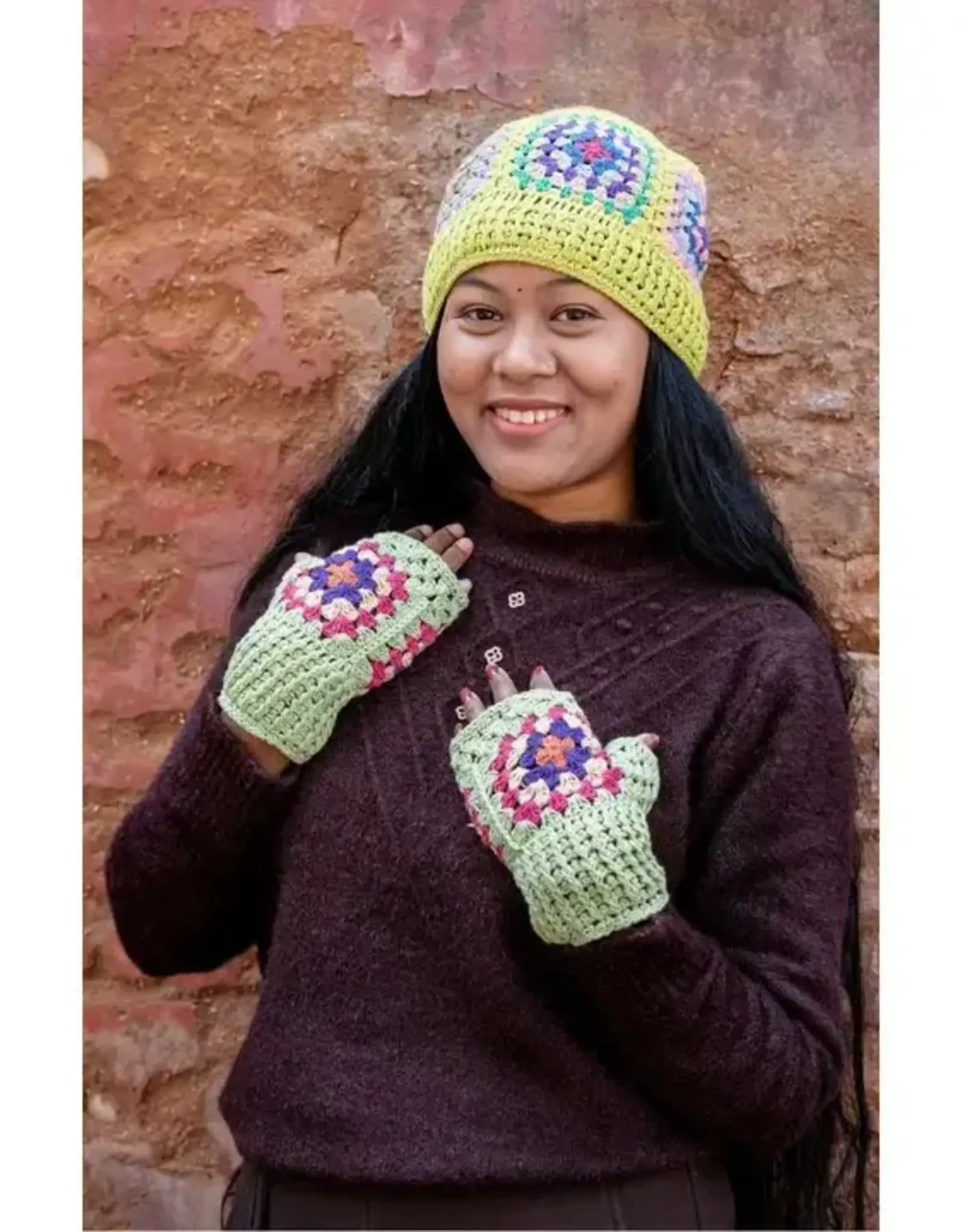 Ganesh Himal Cotton Crochet Granny Square Hat - Assorted
