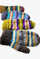 Ganesh Himal Striped Hemp and Wool Knit Mittens