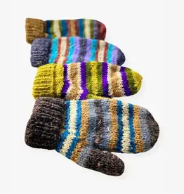 Ganesh Himal Striped Hemp and Wool Knit Mittens
