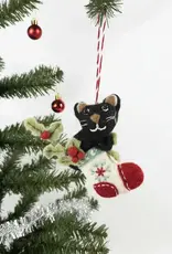 Global Crafts Black Kitty in Stocking Felt Ornament