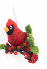 The Winding Road Felt Cardinal on a Branch Ornament