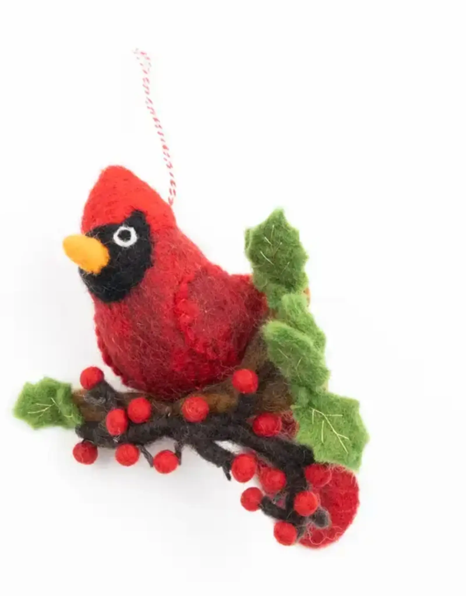 The Winding Road Felt Cardinal on a Branch Ornament