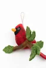 The Winding Road Felt Cardinal on a Branch Ornament