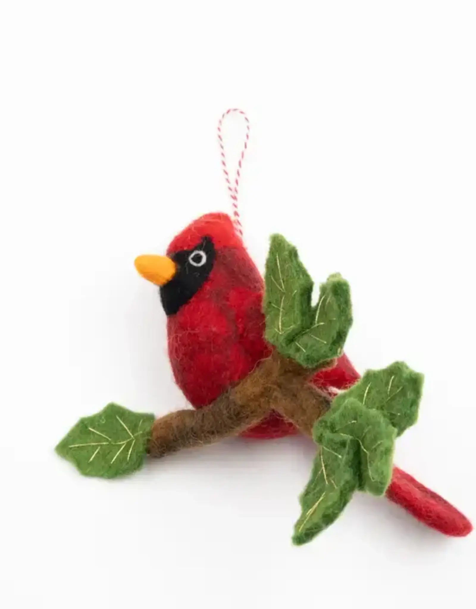 The Winding Road Felt Cardinal on a Branch Ornament