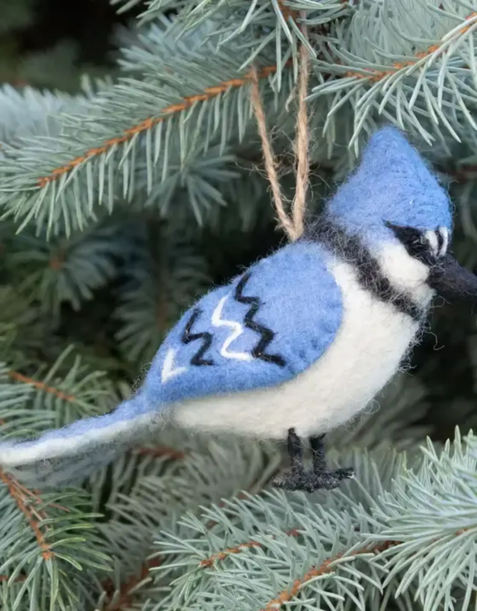 The Winding Road Felt Blue Jay Ornament