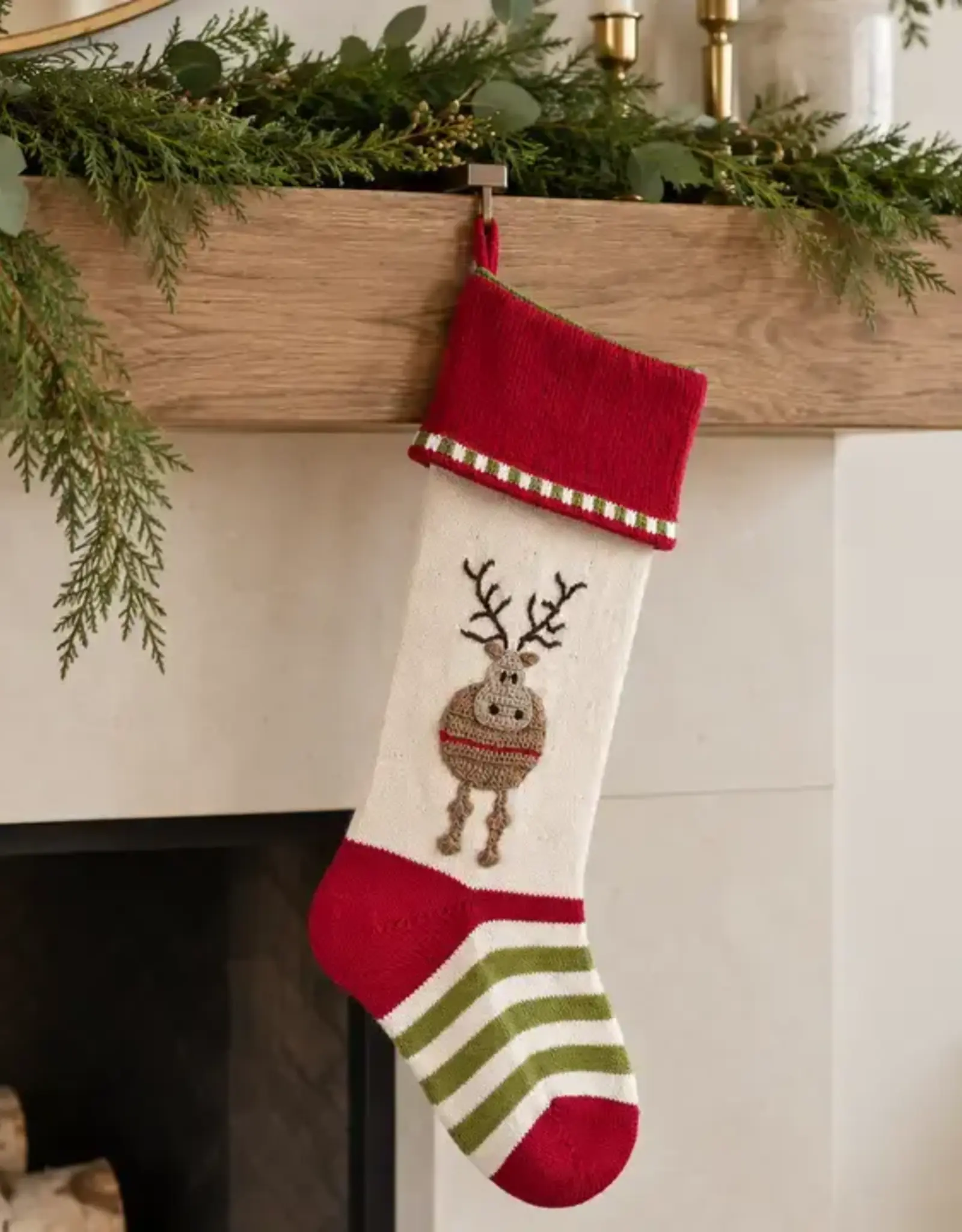 Melange Collection Round Reindeer Stocking