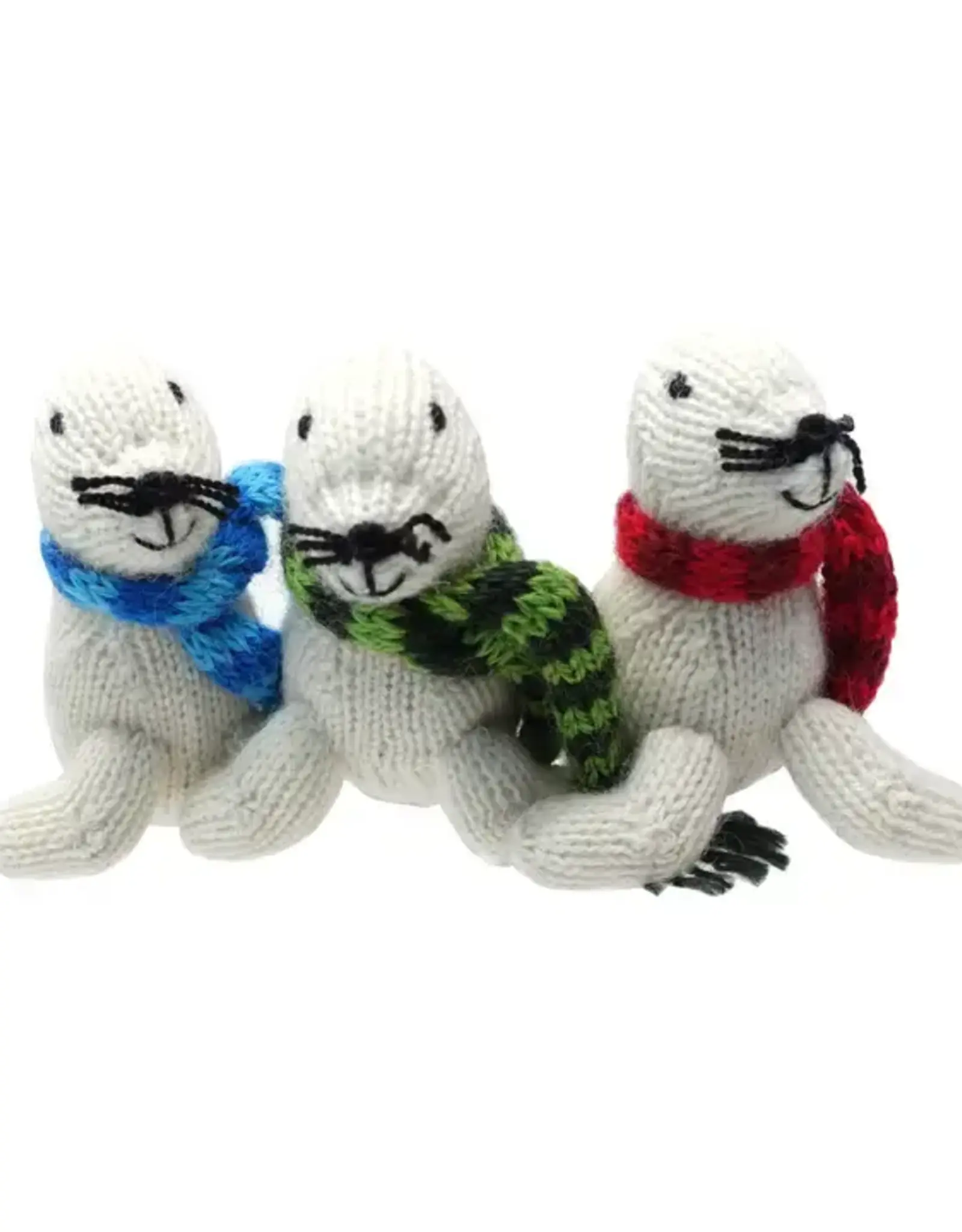Melange Collection Knit White Seal Ornament