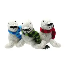 Melange Collection Knit White Seal Ornament