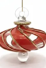 Dandarah Small Blown Glass Ornament - Red Swirl Toupie