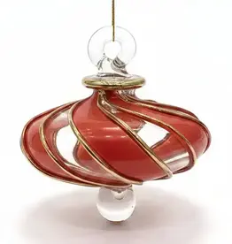 Dandarah Small Blown Glass Ornament - Red Swirl Toupie