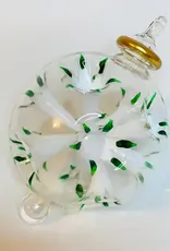 Dandarah Blown Glass Ornament - White and Green Blossoms