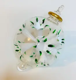 Dandarah Blown Glass Ornament - White and Green Blossoms