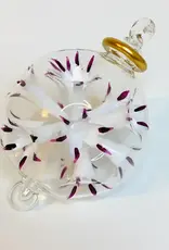 Dandarah Blown Glass Ornament - Blossoms White and Mauve