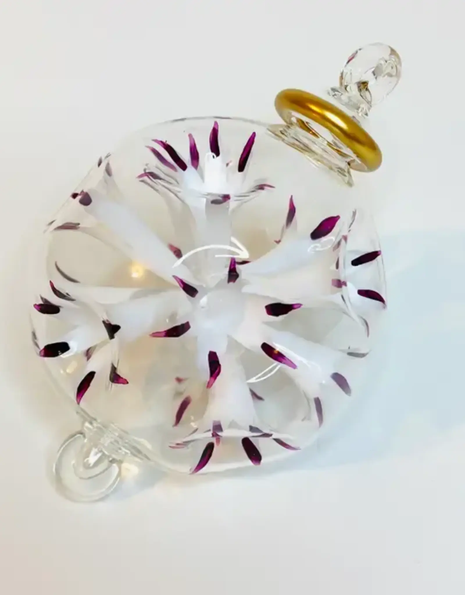 Dandarah Blown Glass Ornament - Blossoms White and Mauve