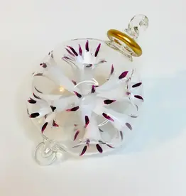 Dandarah Blown Glass Ornament - Blossoms White and Mauve